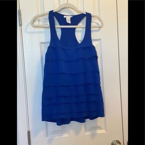 Gracie Blue Ruffled Tank Top Blouse Tiered Size XS